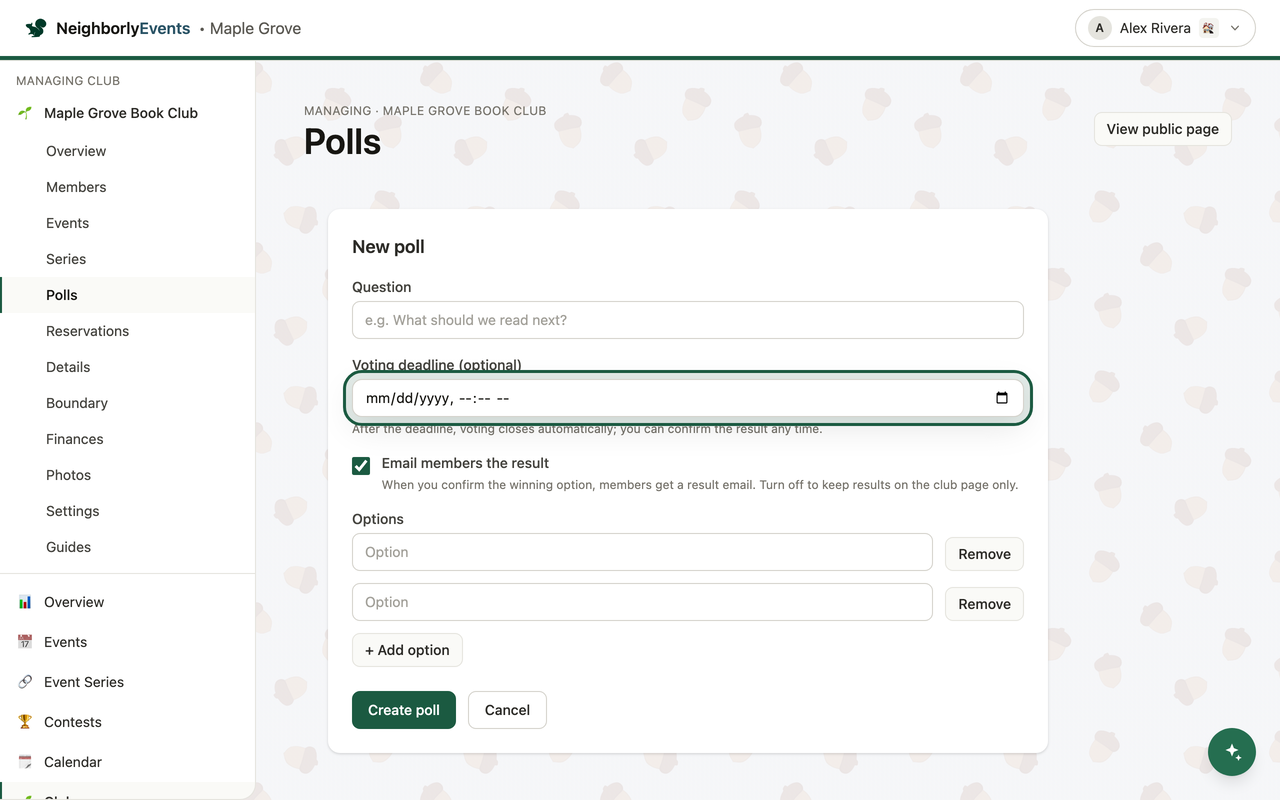 Set a deadline, and decide about the result email