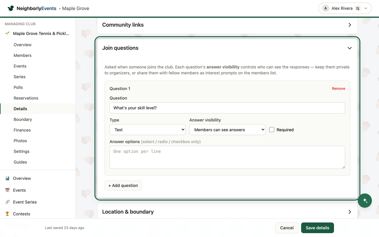 Join questions: ask once, at the door